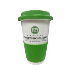 Double wall ceramic mug with silicon lid - Hang Seng Management College